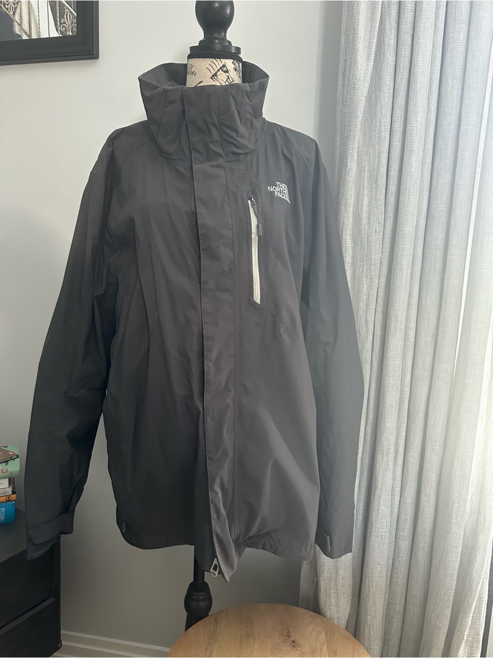 The North Face Black Jacket with White Chest Zip